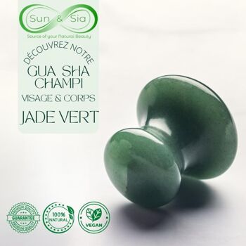 Lot Guasha, Champi et Roller Pierre de Jade vert massage facial 2