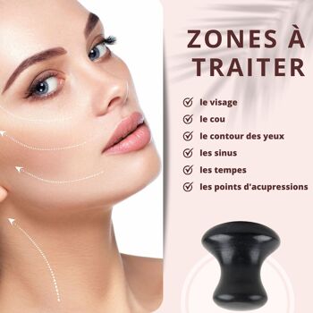 Lot de 11 + 1 Gratuit - Champi Gua Sha en Serpentine noir Pour Visage et Corps 5