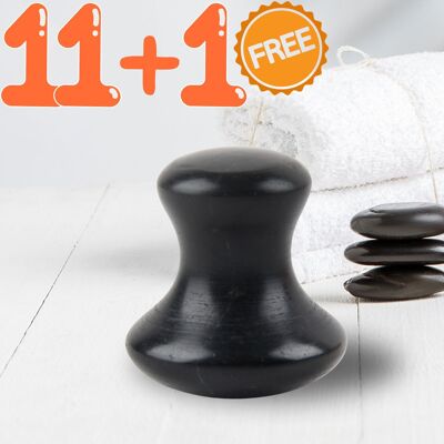 Gua Sha Champi Serpentine noire - Accessoire Beauté en Pierre Naturelle Pour Visage et Corps - Lot de 11 + 1 Gratuit