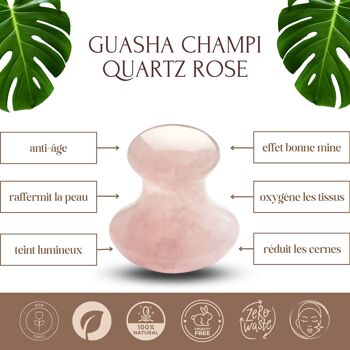 Lot de 11 + 1 Gratuit - Champi Gua Sha en Quartz Rose Pour Visage et Corps 3