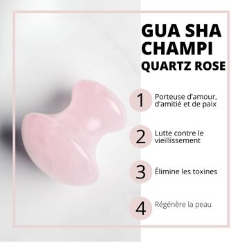 Lot de 11 + 1 Gratuit - Champi Gua Sha en Quartz Rose Pour Visage et Corps 14