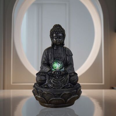 Zimmerbrunnen – Buddha-Meditation – Big Buddha LED-Licht – Geschenk-Deko-Idee – nüchtern und Design