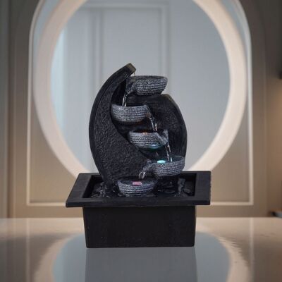 Fontana a Cascata da Interno - Che Scorre su 4 Livelli con Illuminazione a Led - Arredamento Zen e Rilassante - Idea Regalo