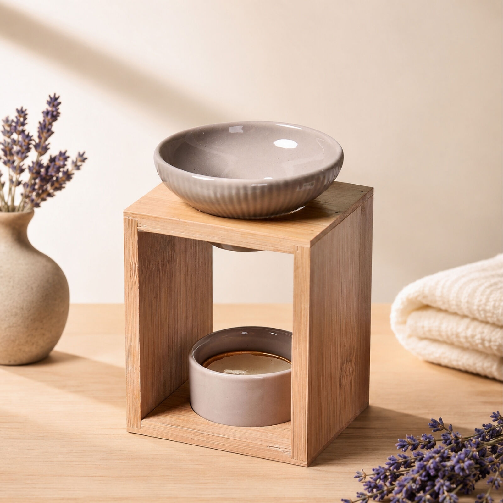 Yona Scented Wax Burner and Scented Melt – Naturea Range in Bamboo and Ceramic – Quality Natural Materials