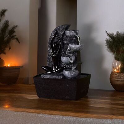 Fontaine d'Intérieur - Yama - Lumière Colorée - Déco Ambiance Relaxante - Statuette Yoga - Idée Cadeau