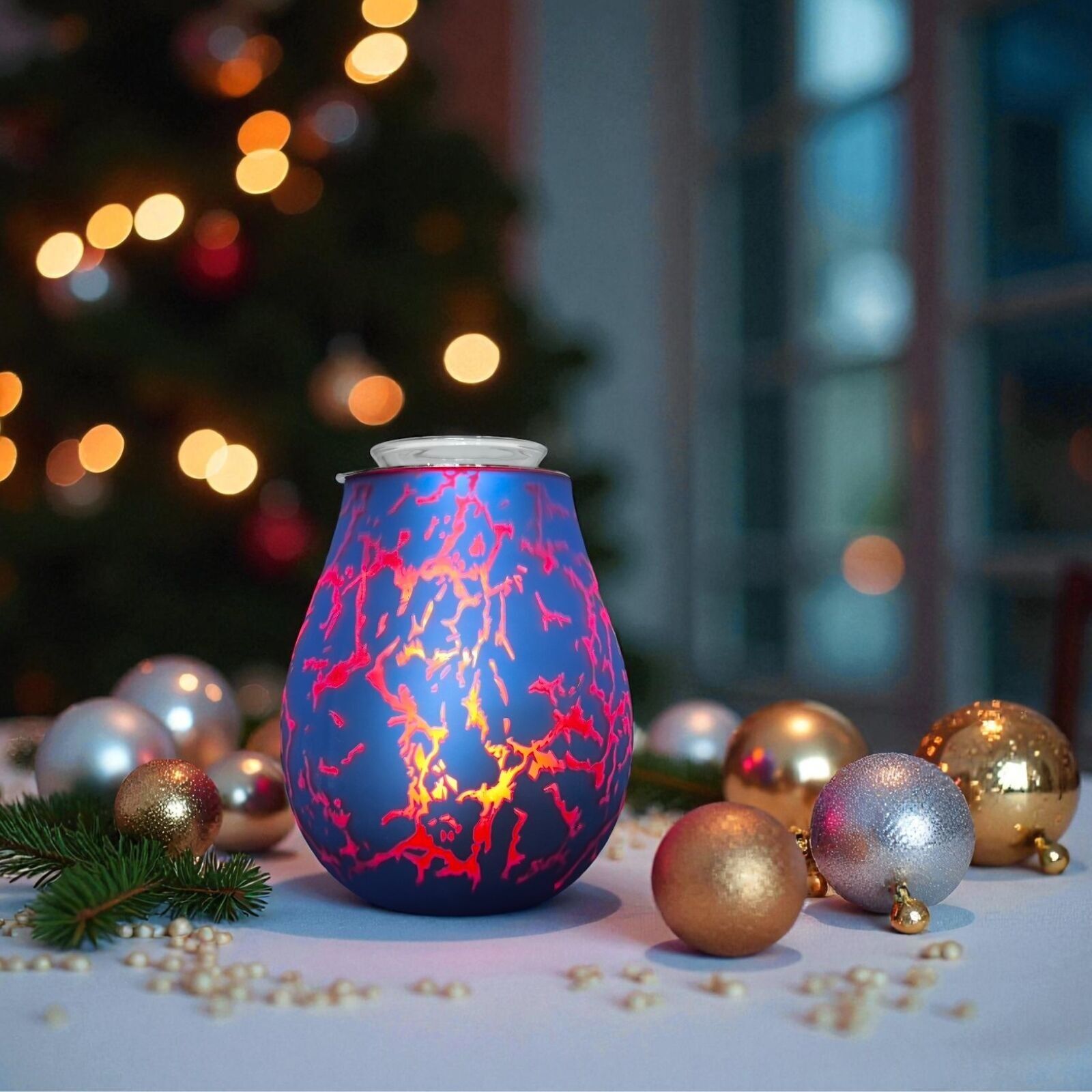 Elektrischer Parfümbrenner zum Schmelzen und Duften von Wachs Calorya Nr. 10 – Glasbrenner mit Ambientebeleuchtung – Geschenkidee und Dekorationsidee