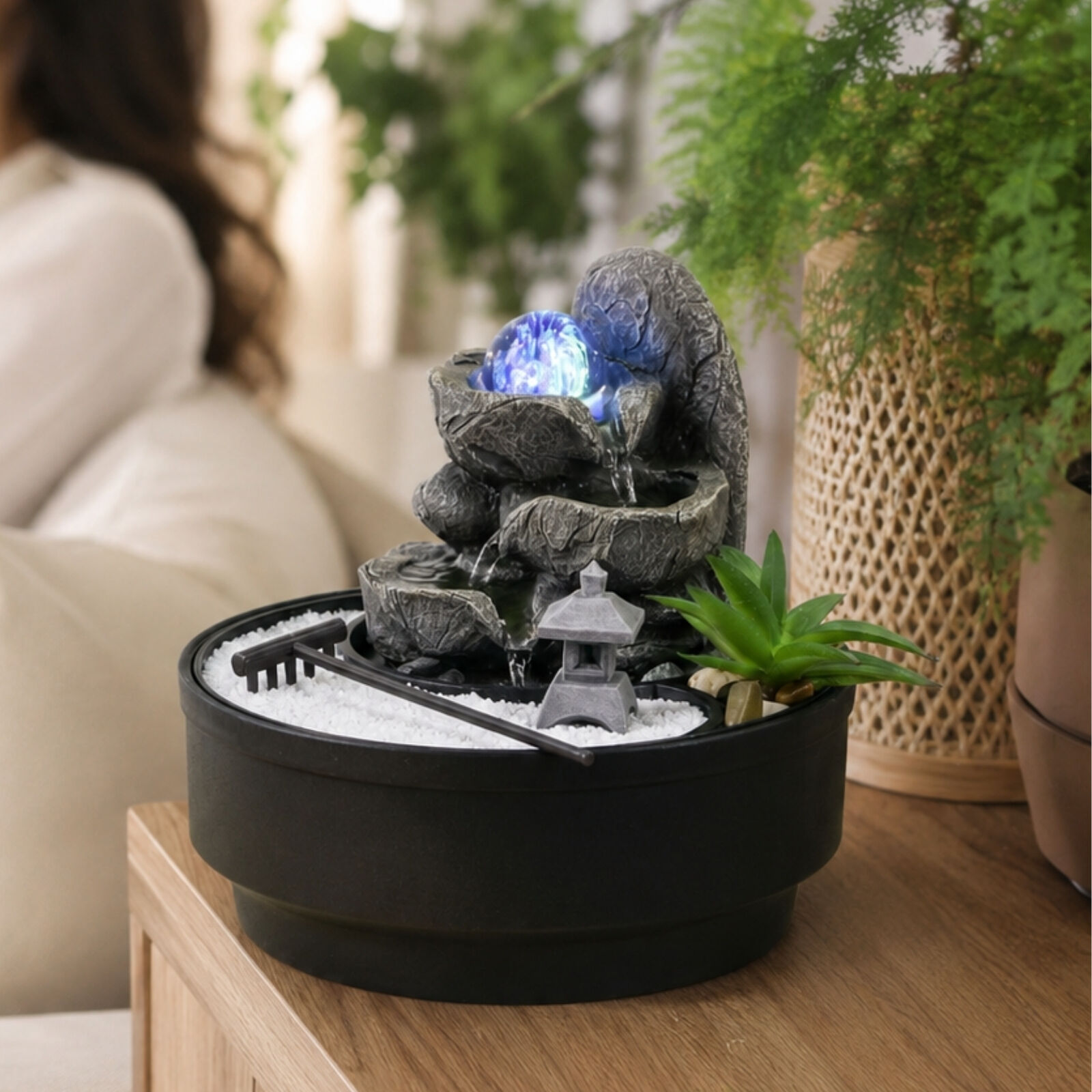 Zen Garden & Fountain Bogota – Zen Garden – Anti-stress – Cascade Flow Fountain – Serenity and Spirituality – Decorative Object