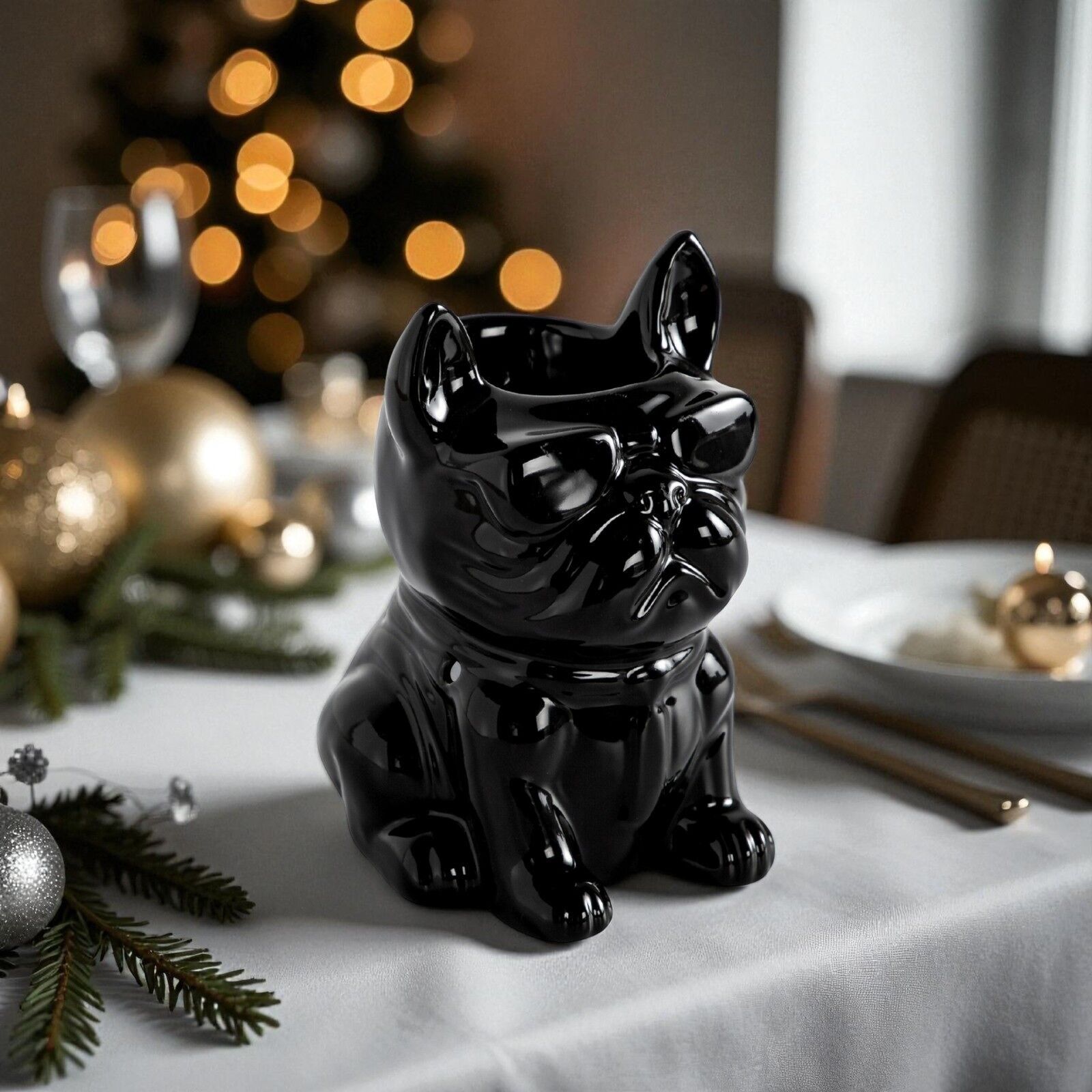 Black Boubou Ceramic Perfume Burner – Lacquered Ceramic Animal Candle Holder – Diffuser for Scented Wax Melts, Essential Oils, Fragrances – Decorative Gift Idea