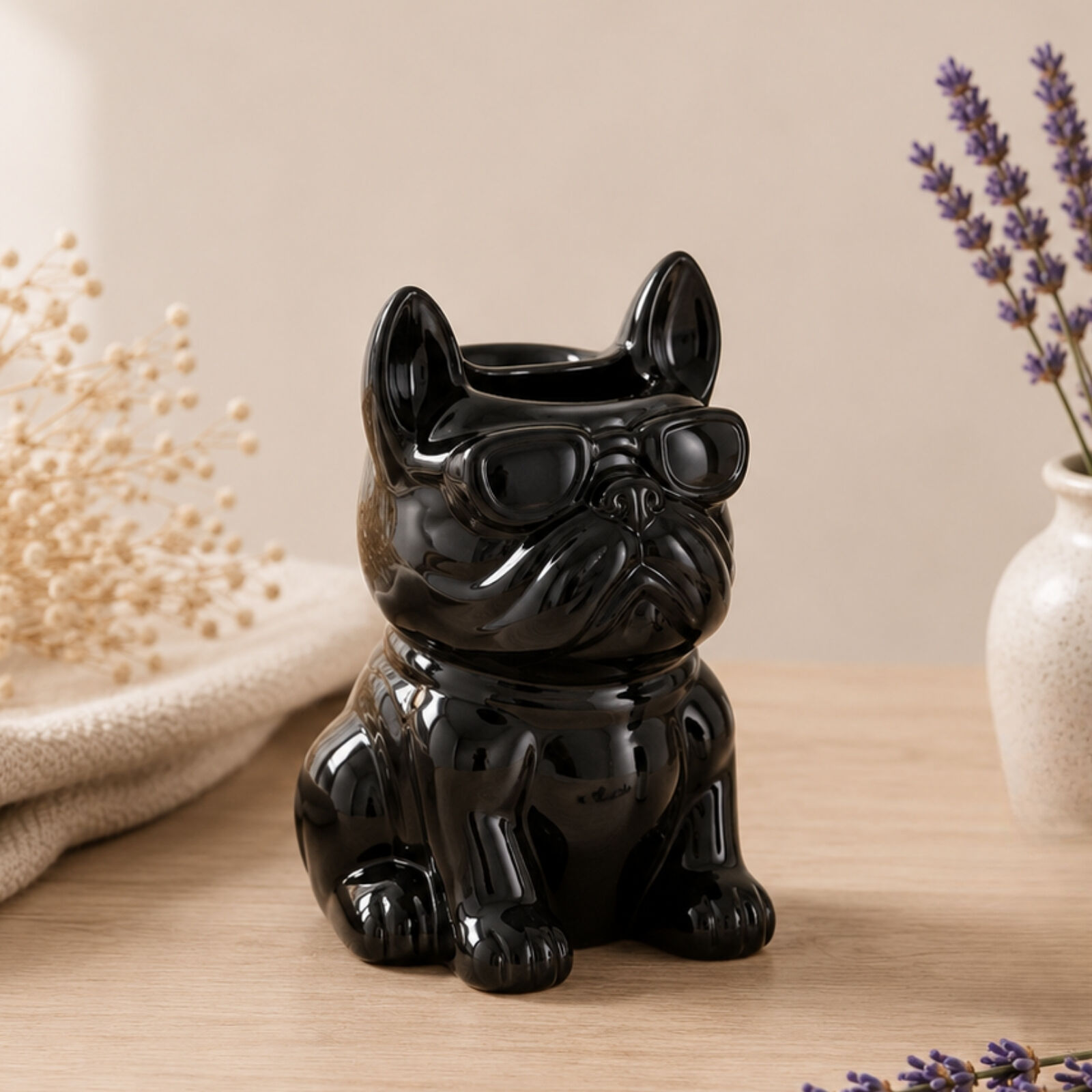 Black Boubou Ceramic Perfume Burner – Lacquered Ceramic Animal Candle Holder – Diffuser for Scented Wax Melts, Essential Oils, Fragrances – Decorative Gift Idea