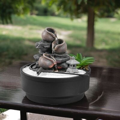 Jardín Zen & Fuente Oasis – Jardín Zen – Antiestrés – Fuente Cascada – Serenidad y Espiritualidad – Objeto Decorativo