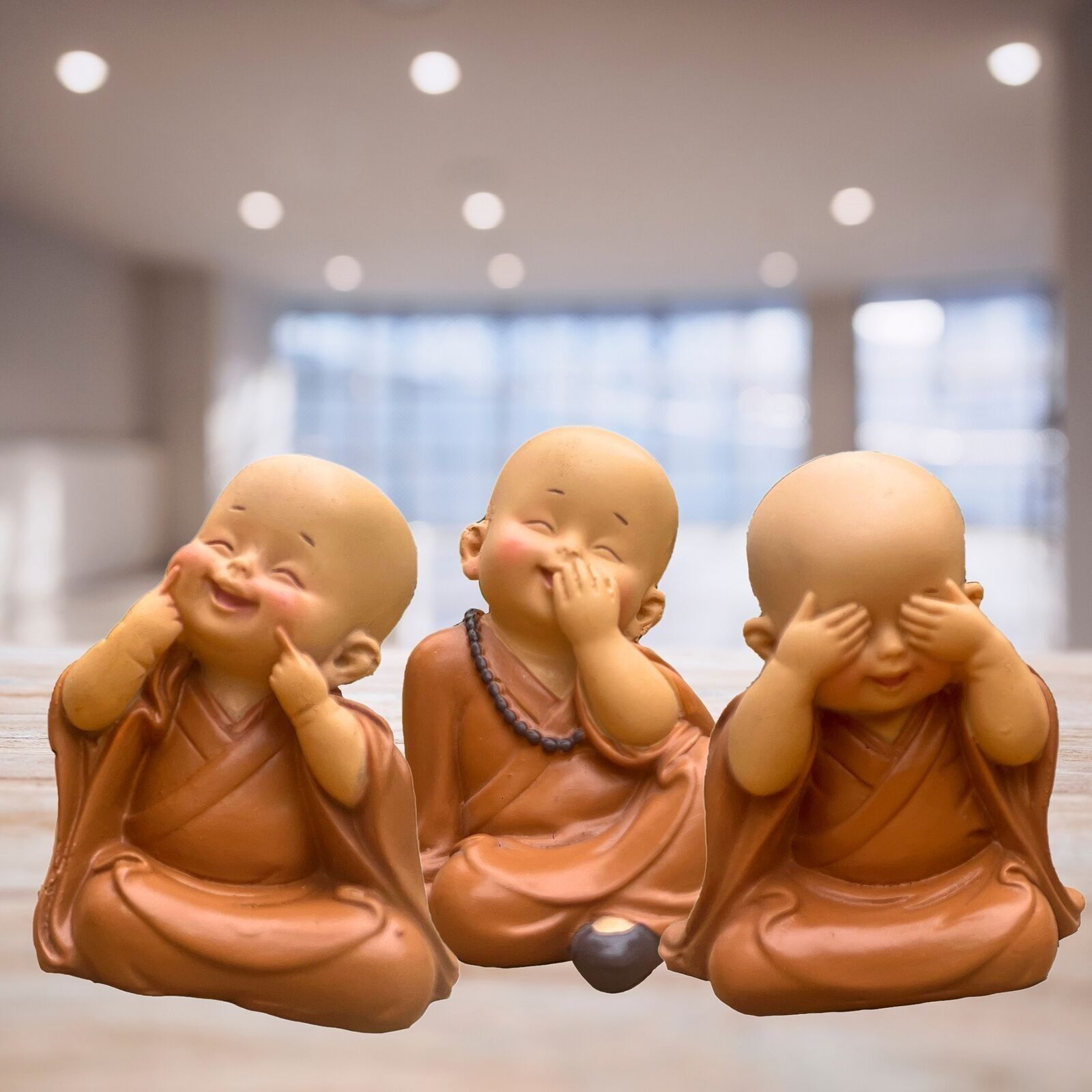 Bonze-Buddha-Statue – Glückstrio – Zen- und Feng-Shui-Dekoration – Zur Schaffung einer beruhigenden und spirituellen Atmosphäre – Dekorative Geschenkidee