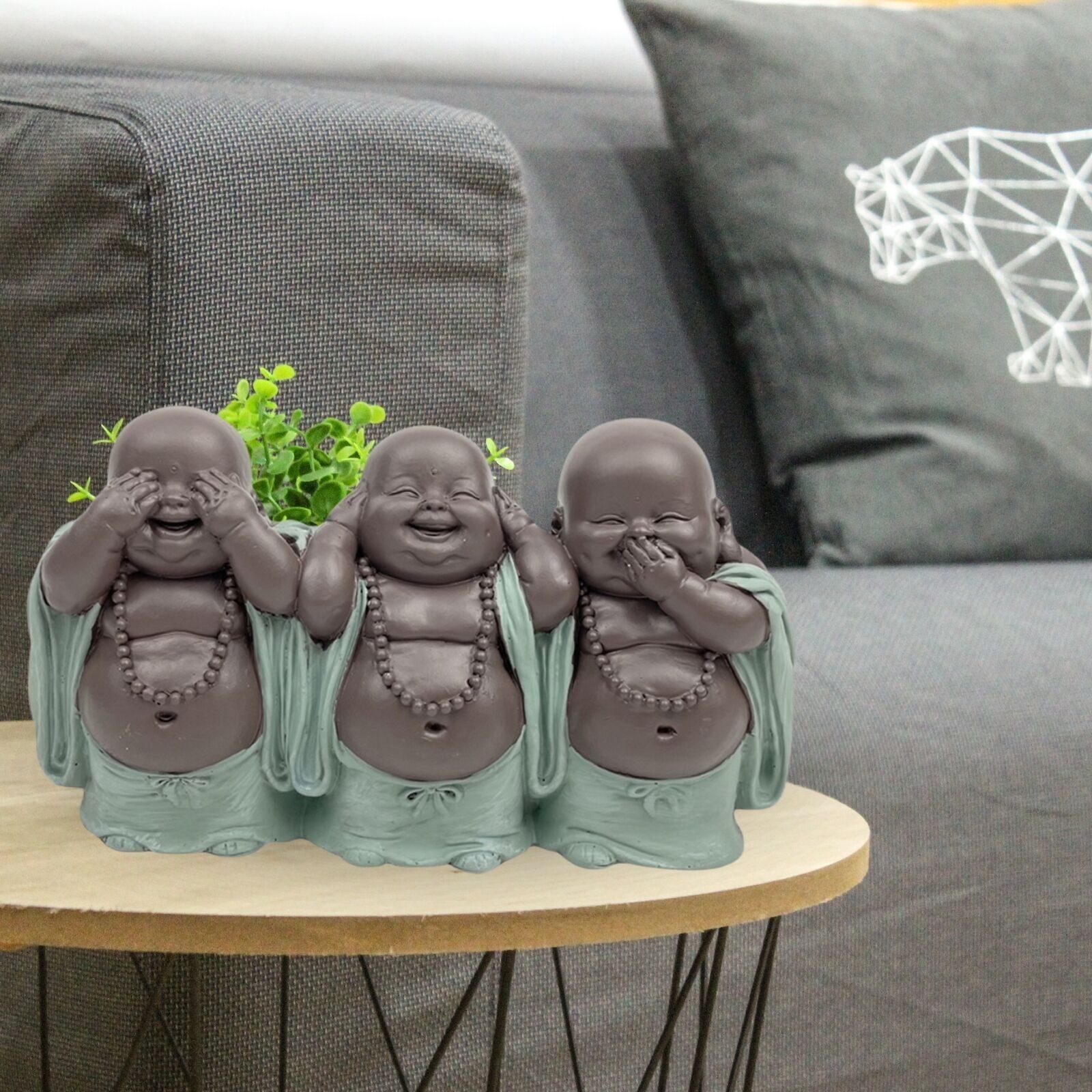 3 Statuetten der lachenden Weisheit – „Nichts sehen, nichts sagen, nichts hören“ – Um eine entspannende und spirituelle Atmosphäre zu schaffen – Glücksbringer-Geschenkidee