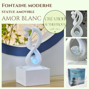 Fontaine d'Intérieur - Amor - Moderne avec Lumière LED Coloré - Sculpture Amoureux Amovible – Décoration d’intérieur Contemporaine – Boule en Rotation 9