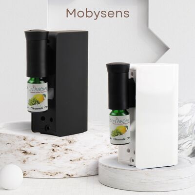 Difusor de Nebulización – Mobysens Blanco o Negro – Difusión Inalámbrica – Batería Recargable – Fácil de Usar desde la botella de Aceite Esencial