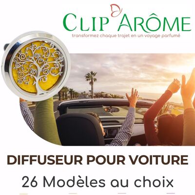 Clip’Arôme Auto-Diffusor – Edelstahl mit Löschblättern – dekoratives Aromatherapie-Zubehör – Geschenkidee