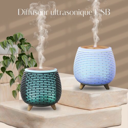 Diffuseur Ultrasonique USB – Eclairage Led Multicolore – Moderne et Discret – Idée Cadeau Décoration