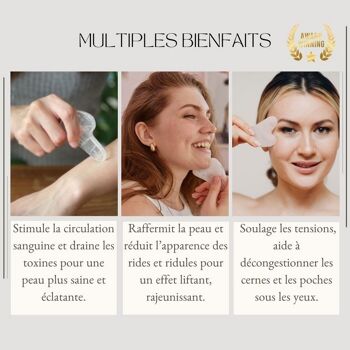 Cadeaux Fête des Mères - Guasha – Massage Visage Naturel – Outil Bien-Etre – Housse Fournie 19