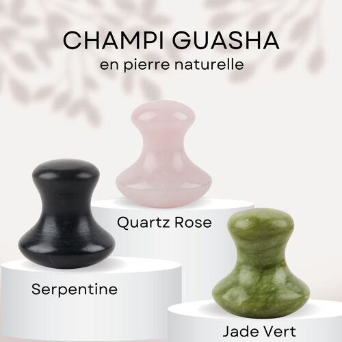 Champi Gua Sha – Massage Visage Détente – Pierre Naturelle – Idée Cadeau