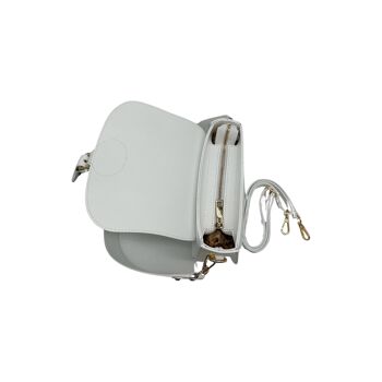 SAC BANDOULIERE CUIR LISSE LEONINE BLANC 3