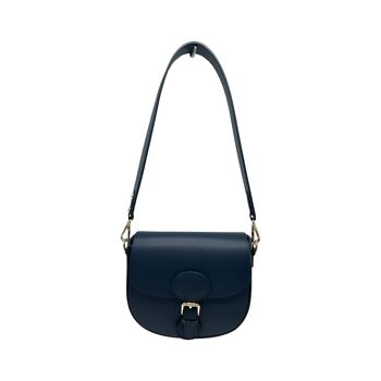 SAC BANDOULIERE CUIR LISSE LEONINE MARINE 1