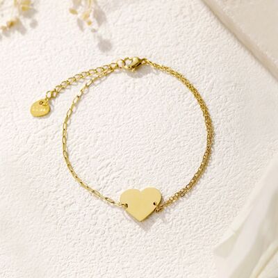 Gold plate heart bracelet asymmetrical chain