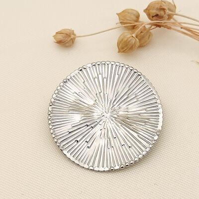 Silver stainless steel sun brooch