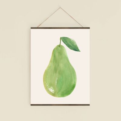Pear Fruit Poster v1 - Watercolor painting illustration