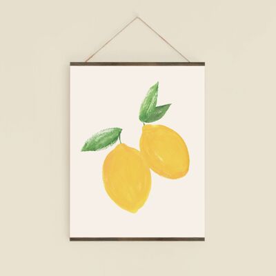 Póster de limones de frutas v1 - Ilustración de pintura en acuarela