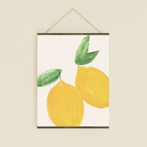 Affiche Fruit Citrons v2 -  Illustration peinture aquarelle