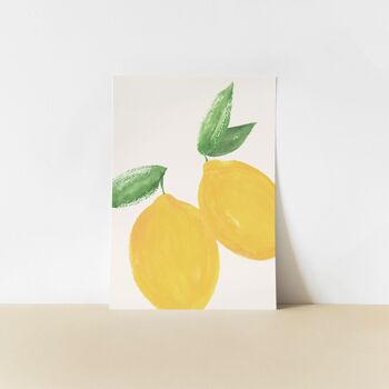 Affiche Fruit Citrons v2 -  Illustration peinture aquarelle 2