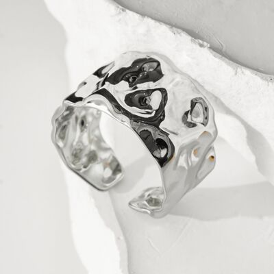 Irregular adjustable silver ring