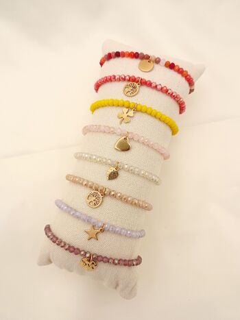 Lot de 8 bracelets élastiques couleurs chaudes avec présentoir 2