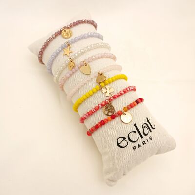 Set di 8 braccialetti elastici dai colori caldi con espositore