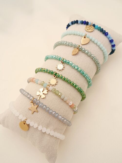 Lot de 8 bracelets élastiques couleurs froides avec présentoir