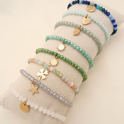 Set of 8 cold colored elastic bracelets with display