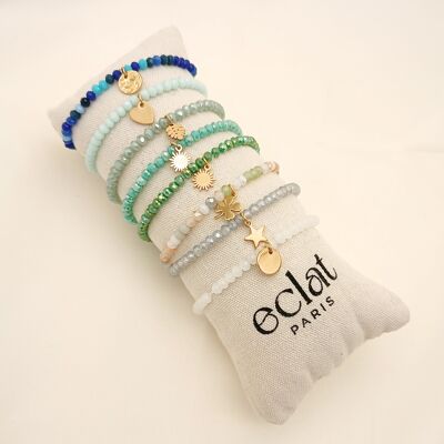 Set di 8 braccialetti elastici colorati a freddo con espositore