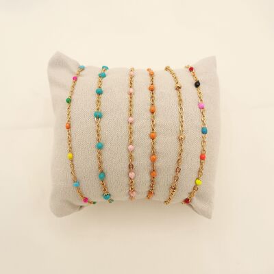 Set of 6 multi-colored bracelets with display