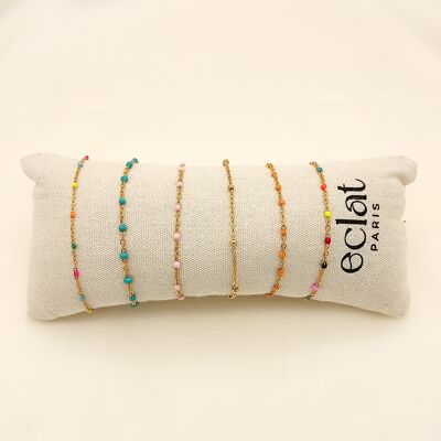 Set of 6 multi-colored bracelets with display