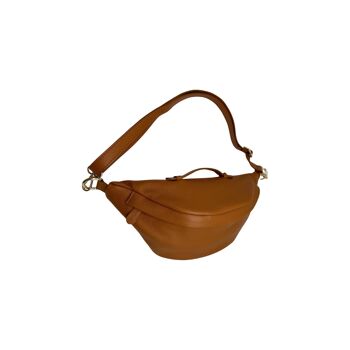 SAC BANANE CUIR GRAINE 39CM LOUNA CAMEL 3