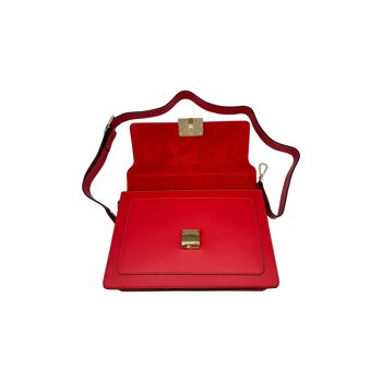 SAC BANDOULIERE CUIR LISSE CANDICE ROUGE 3