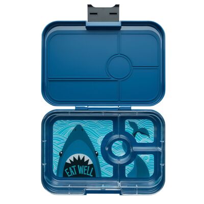 Yumbox Tapas XL Bento-Lunchbox mit 4 Fächern, auslaufsicher - Monte Carlo Blue / Shark