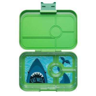 Yumbox Tapas XL Bento-Lunchbox mit 4 Fächern, auslaufsicher - Jurassic Green / Shark