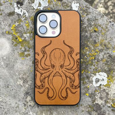 iPhone-Hülle aus Leder – Oktopus