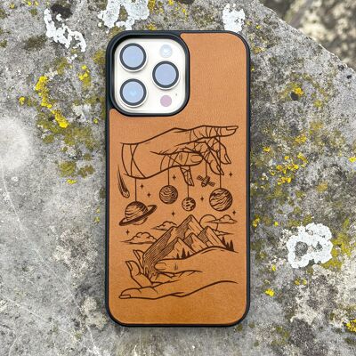 Funda de cuero para iPhone – Universo