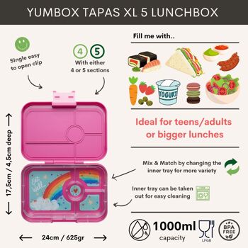 Yumbox Tapas XL boîte à lunch bento 4 sections sans fuite - Malibu Violet / Arc-en-ciel 2