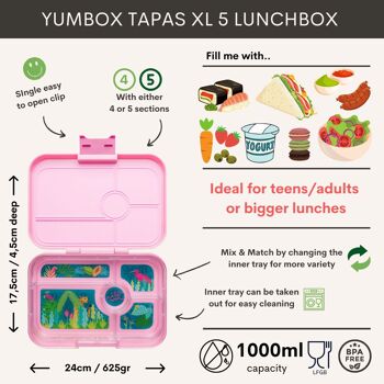 Yumbox Tapas XL boîte à lunch bento 5 sections sans fuite - Rose Capri / Jungle Pastel 2