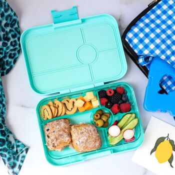 Yumbox Tapas XL boîte bento 5 compartiments sans fuite - Bleu Antibes / Jungle Pastel 3