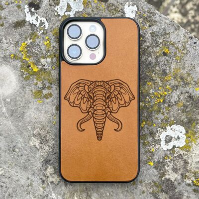 Coque iPhone en cuir – Éléphant