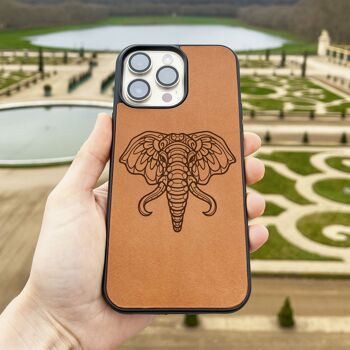 Coque iPhone en cuir – Éléphant 2