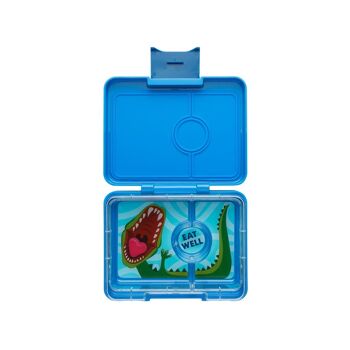 Yumbox Snack bento lunchbox 3 sections sans fuite - Surf Blue / Dinosaure 1